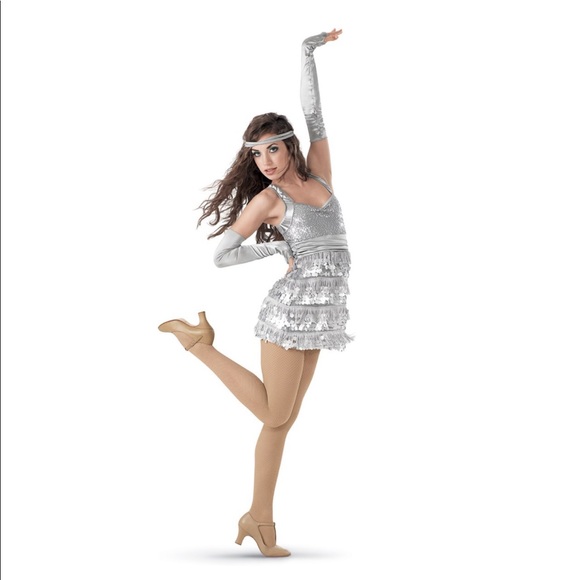 WEISSMAN women’s satin sequin fringe dance dress